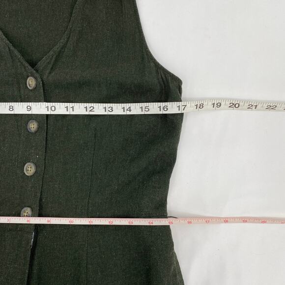 Who What Wear Linen Blend Belted Wide Leg Jumpsuit Romper Forest Green Medium - Picture 11 of 14